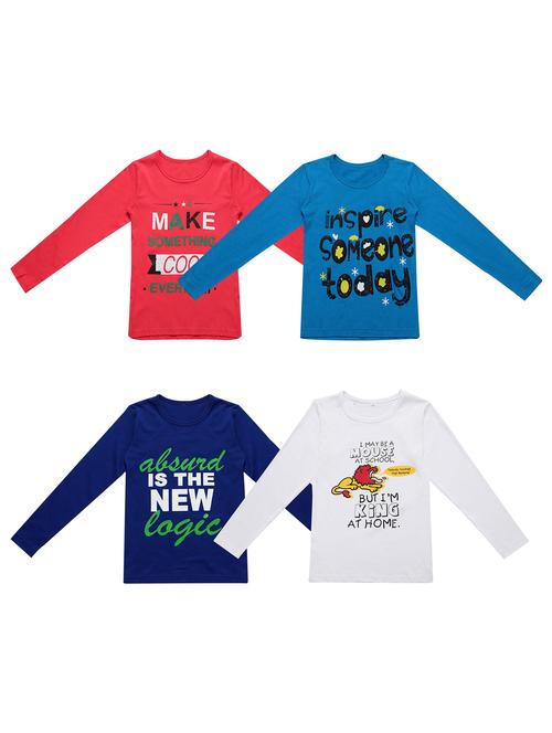 pack of 4 round neck printed tees - 20101578 - Very Small Image - 1