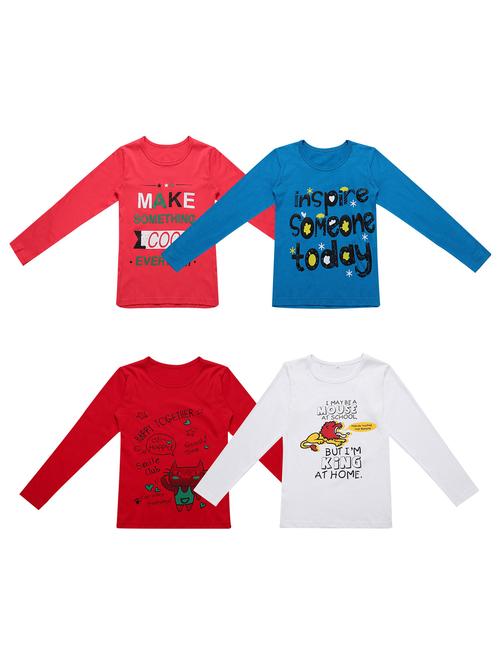 pack of 4 round neck printed tees - 20101580 - Very Small Image - 1