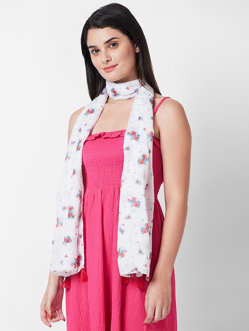 white floral printed scarf - 20102692 - Very Small Image - 1