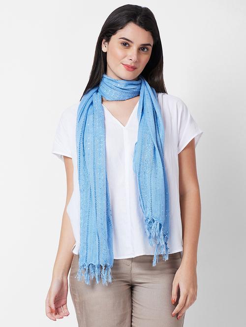 light blue viscose scarf - 20102699 - Very Small Image - 1
