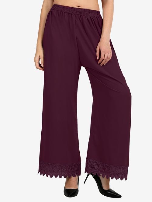 purple solid straight palazzo - 20102819 - Very Small Image - 1