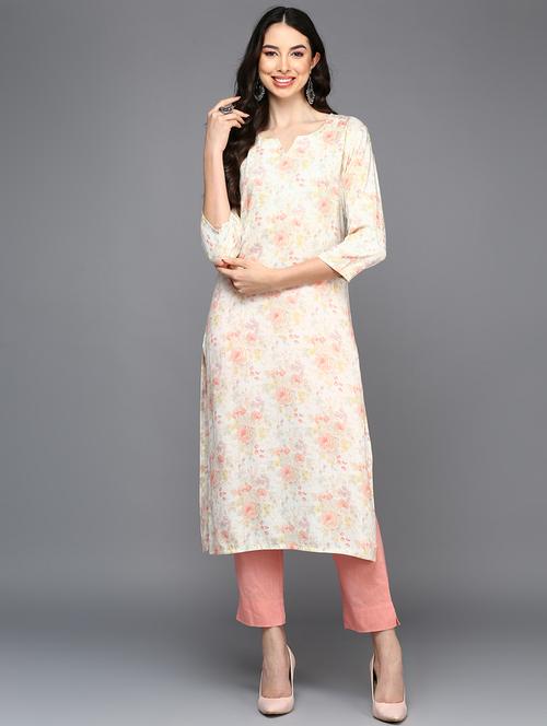 off-white printed straight kurta - 20102842 - Very Small Image - 1