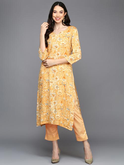 yellow kurta pant set - 20102852 - Very Small Image - 1