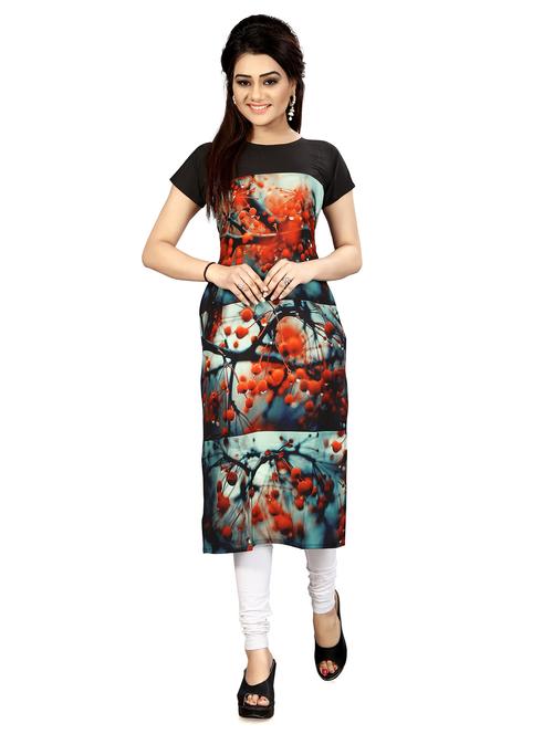 round neck printed straight kurta - 20107575 - Very Small Image - 1