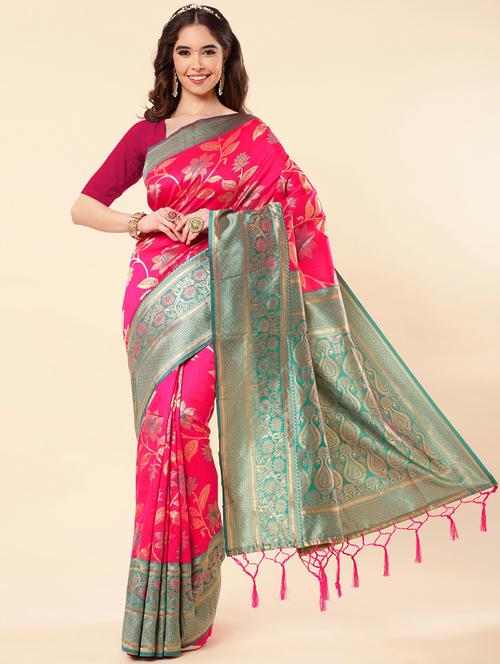 pink banarasi saree with blouse - 20109741 - Very Small Image - 1