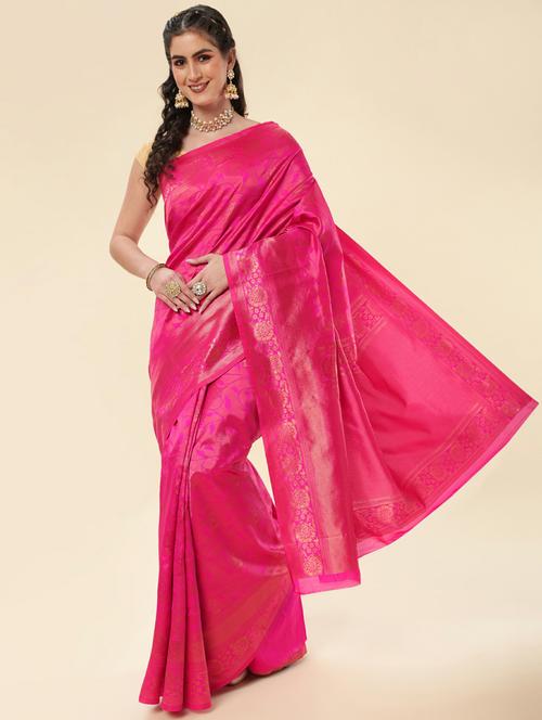 pink banarasi saree with blouse - 20109814 - Very Small Image - 1