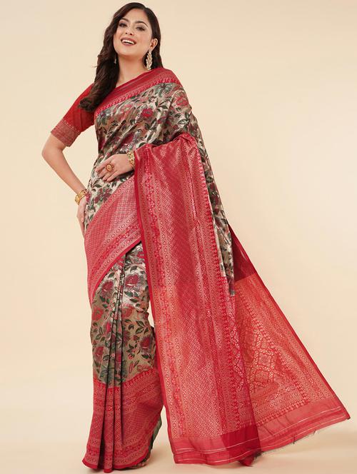 multi color banarasi saree with blouse - 20109823 - Very Small Image - 1