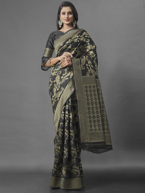 black banarasi saree with blouse - 20109854 - Very Small Image - 1