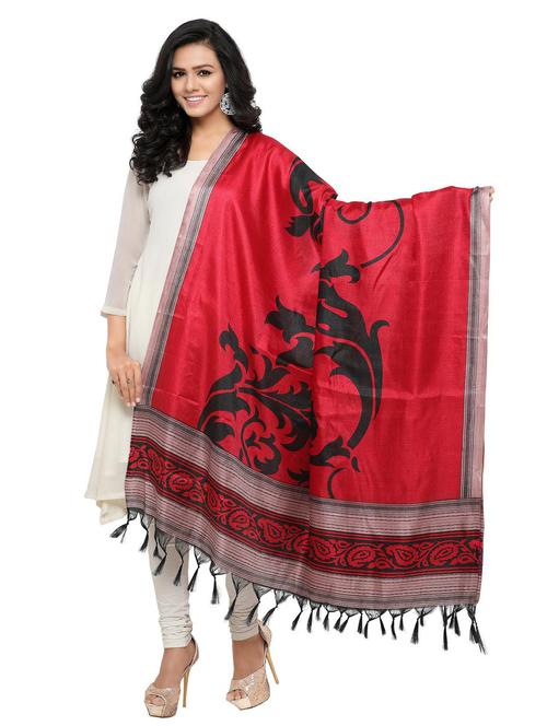 red cotton blend dupatta - 20109935 - Very Small Image - 1