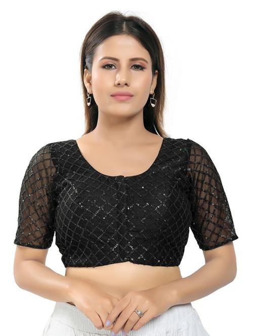 black embroidered stitched blouse - 20109989 - Very Small Image - 1