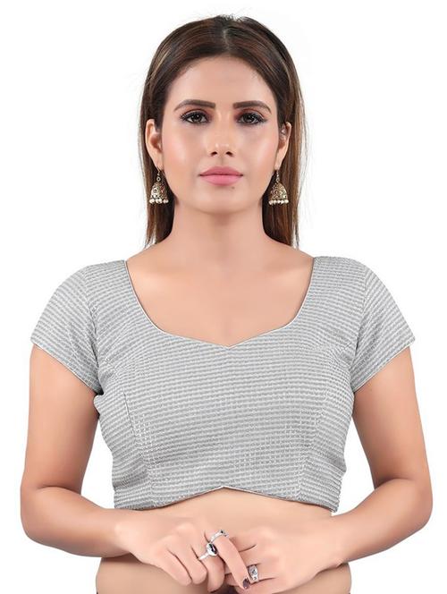 silver cotton blend regular blouse - 20110012 - Very Small Image - 1