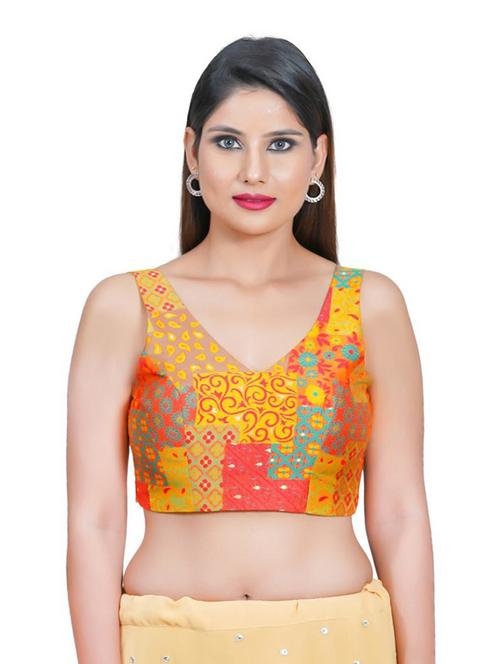 yellow cotton blend regular blouse - 20110022 - Very Small Image - 1