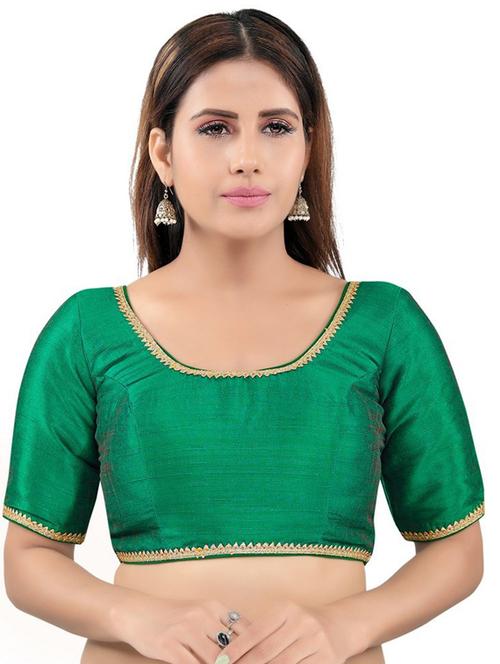 green lace work stitched blouse - 20110028 - Very Small Image - 1