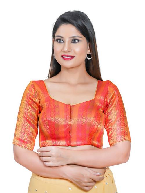 red self design stitched blouse - 20110062 - Very Small Image - 1