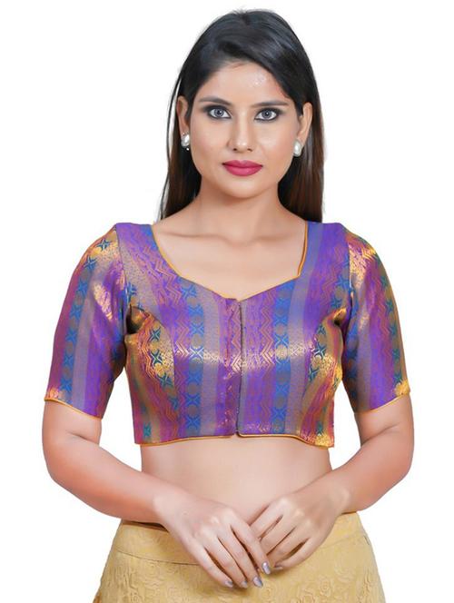 purple self design stitched blouse - 20110067 - Very Small Image - 1