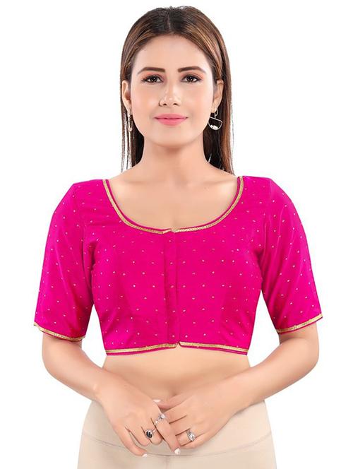 pink lace work stitched blouse - 20110069 - Very Small Image - 1