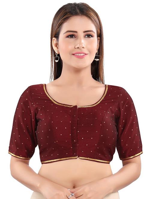 red lace work stitched blouse - 20110072 - Very Small Image - 1