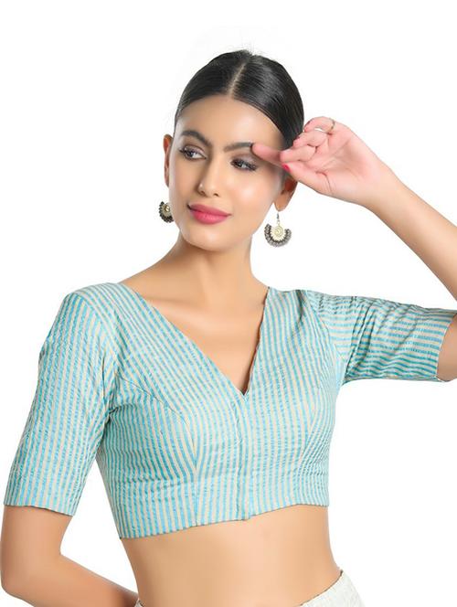 v neck stripes regular blouse - 20110117 - Very Small Image - 1