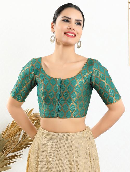 round neck self design regular blouse - 20110123 - Very Small Image - 1