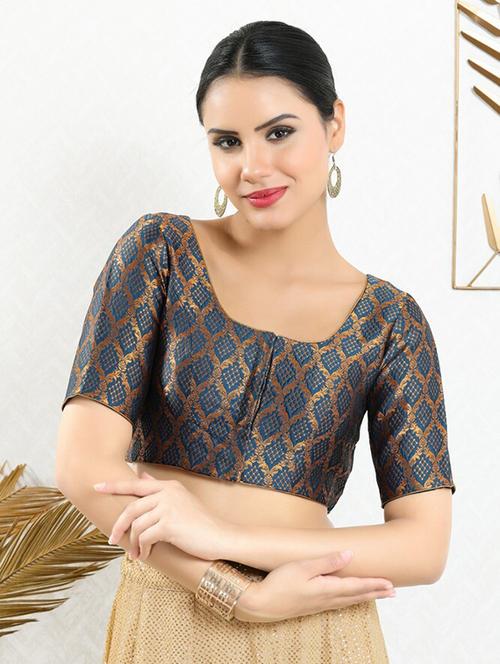 round neck self design regular blouse - 20110127 - Very Small Image - 1