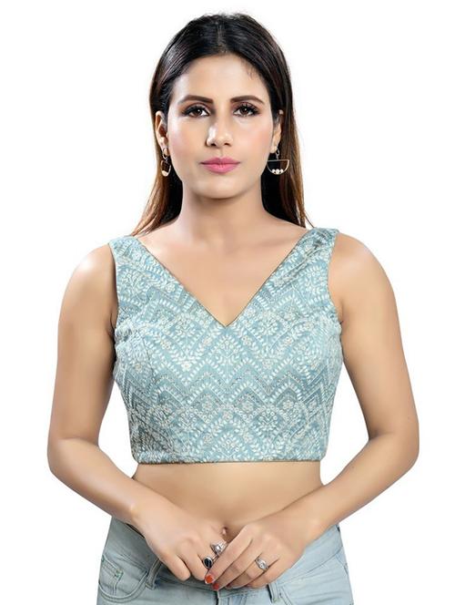 v neck self design regular blouse - 20110187 - Very Small Image - 1