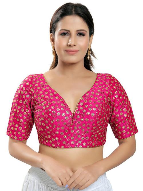 v neck self design regular blouse - 20110235 - Very Small Image - 1