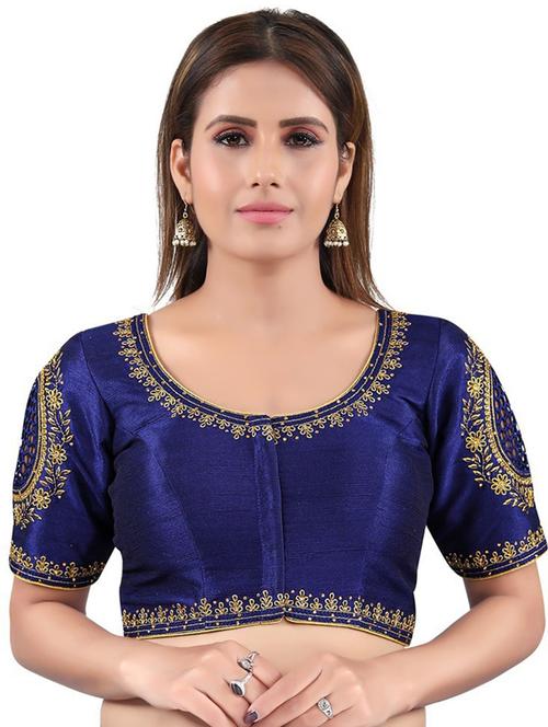 round neck self design regular blouse - 20110356 - Very Small Image - 1