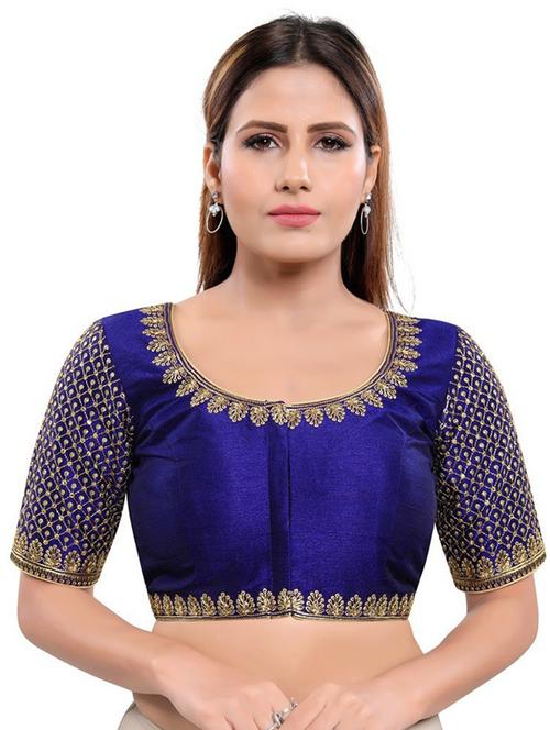 round neck self design regular blouse - 20110367 - Very Small Image - 1