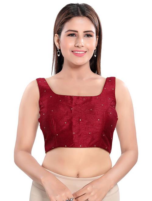 square neck self design regular blouse - 20110399 - Very Small Image - 1