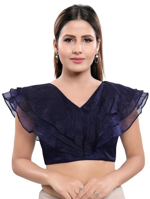 v neck plain regular blouse - 20110416 - Very Small Image - 1