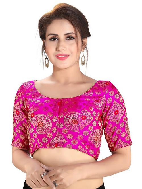 round neck self design regular blouse - 20110550 - Very Small Image - 1
