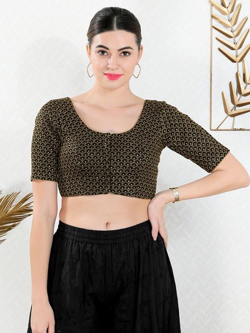 u-neck self design regular blouse - 20110552 - Very Small Image - 1