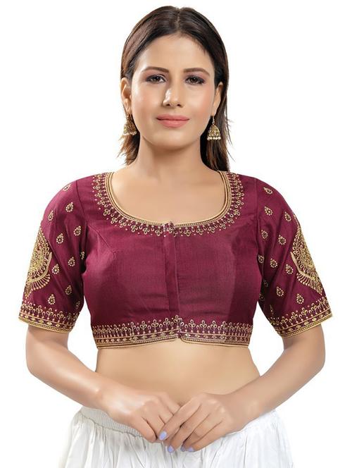 round neck self design regular blouse - 20110563 - Very Small Image - 1