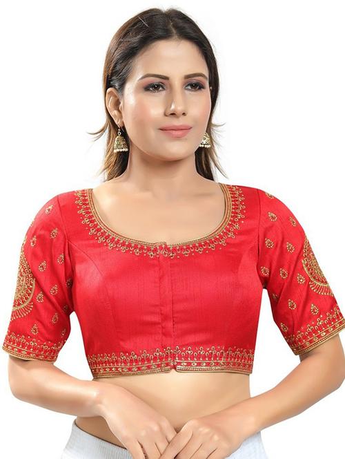 round neck self design regular blouse - 20110569 - Very Small Image - 1