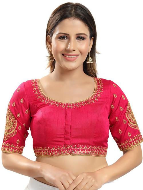 round neck self design regular blouse - 20110575 - Very Small Image - 1