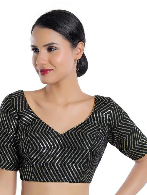 sweetheart neck self design regular blouse - 20110590 - Very Small Image - 1