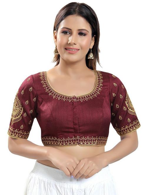 round neck self design regular blouse - 20110607 - Very Small Image - 1