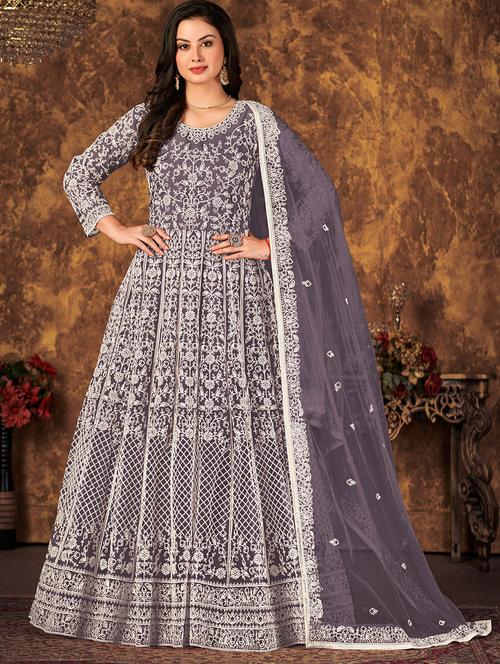 self design semi-stitched anarkali suits - 20110741 - Very Small Image - 1