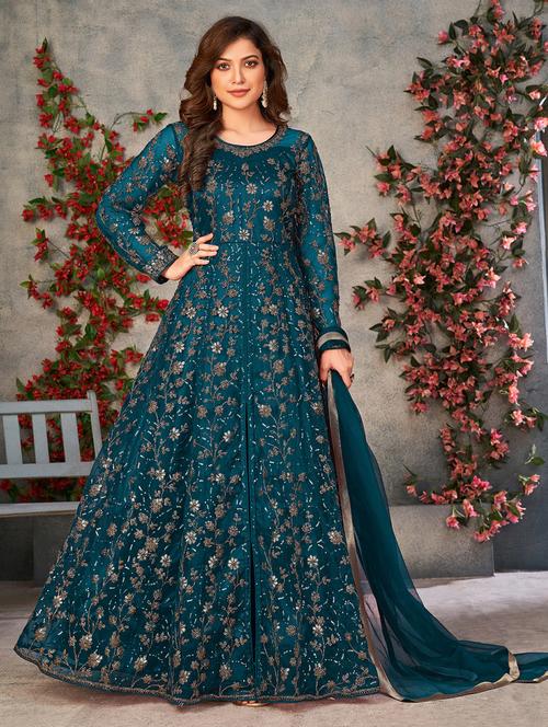 self design semi-stitched anarkali suits - 20110742 - Very Small Image - 1
