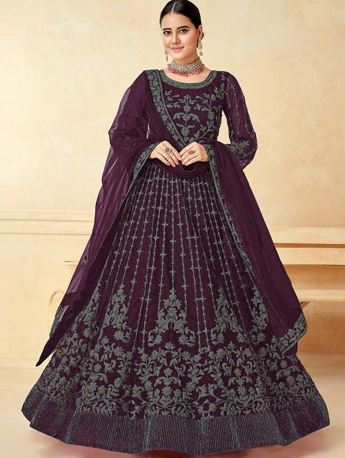 embellished anarkali suits semi-stitched suit - 20110749 - Very Small Image - 1
