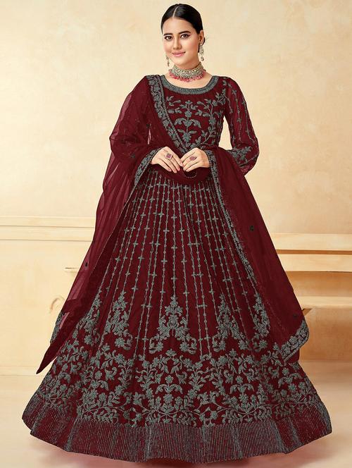 embellished anarkali suits semi-stitched suit - 20110751 - Very Small Image - 1