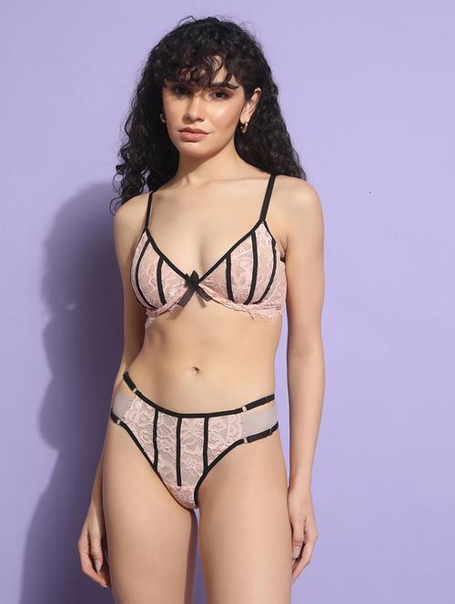 laced bras & panty set - 20110794 - Very Small Image - 1