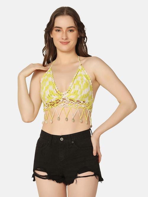 yellow & white corchet swimwear top - 20110822 - Very Small Image - 1