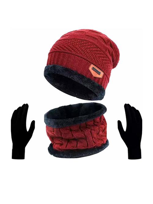 unisex beanie cap with neck warmer & gloves - 20113708 - Very Small Image - 1