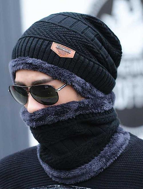 unisex beanie cap with neck warmer - 20113738 - Very Small Image - 1