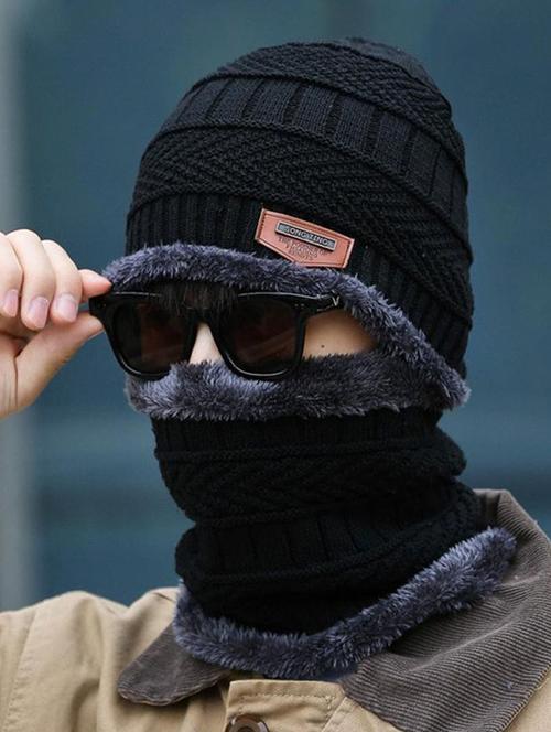 unisex beanie cap with neck warmer - 20113788 - Very Small Image - 1