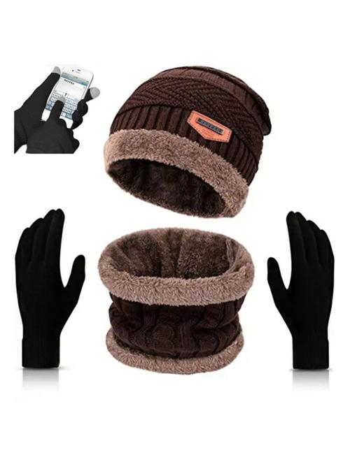 unisex beanie cap with neck warmer & gloves - 20113794 - Very Small Image - 1