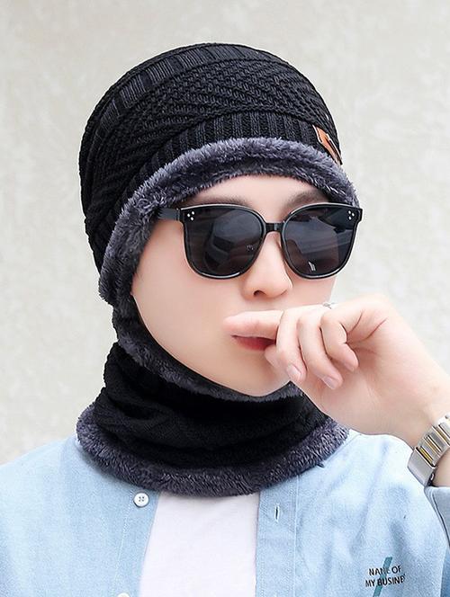 unisex beanie cap with neck warmer - 20113836 - Very Small Image - 1