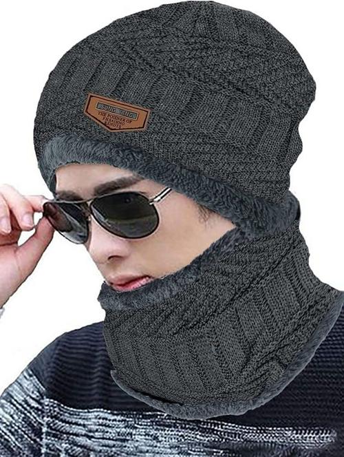 unisex beanie cap with neck warmer - 20113839 - Very Small Image - 1