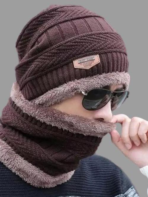unisex beanie cap with neck warmer - 20113847 - Very Small Image - 1